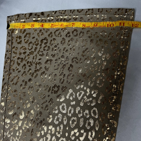 Rock & Roll Denim Ladies 30x30 Metallic Gold Cheetah High Rise Flare Disco Jeans - Picture 12 of 14